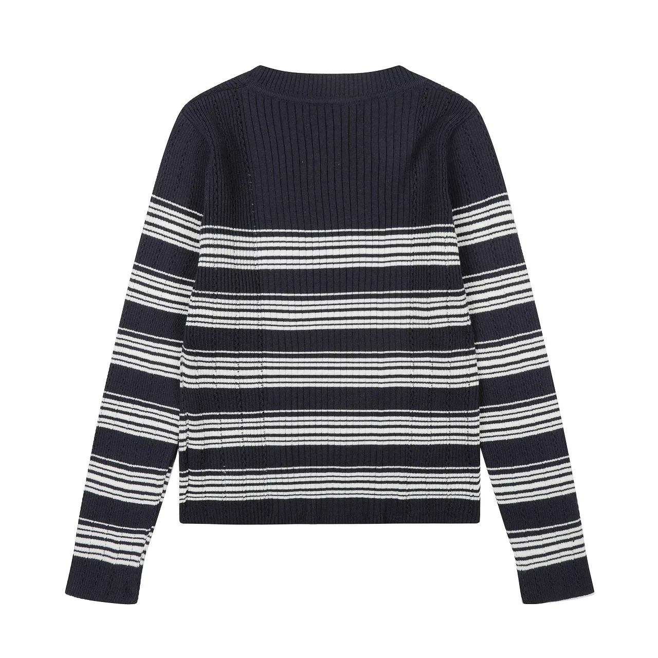 vivienne west wood 25 early autumn new style Queen Mother West classic Saturn jacquard striped round neck wool sweater long-sleeved sweater. The fabric is soft, waxy and elastic. It is versatile and slim. Style number: V418. Wholesale price: Size: One size fits all. Color: White Royal Blue